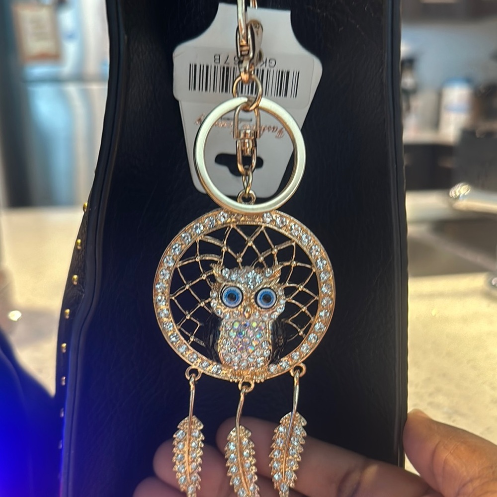 Gold Owl Dreamcatcher Keychain or bag charm